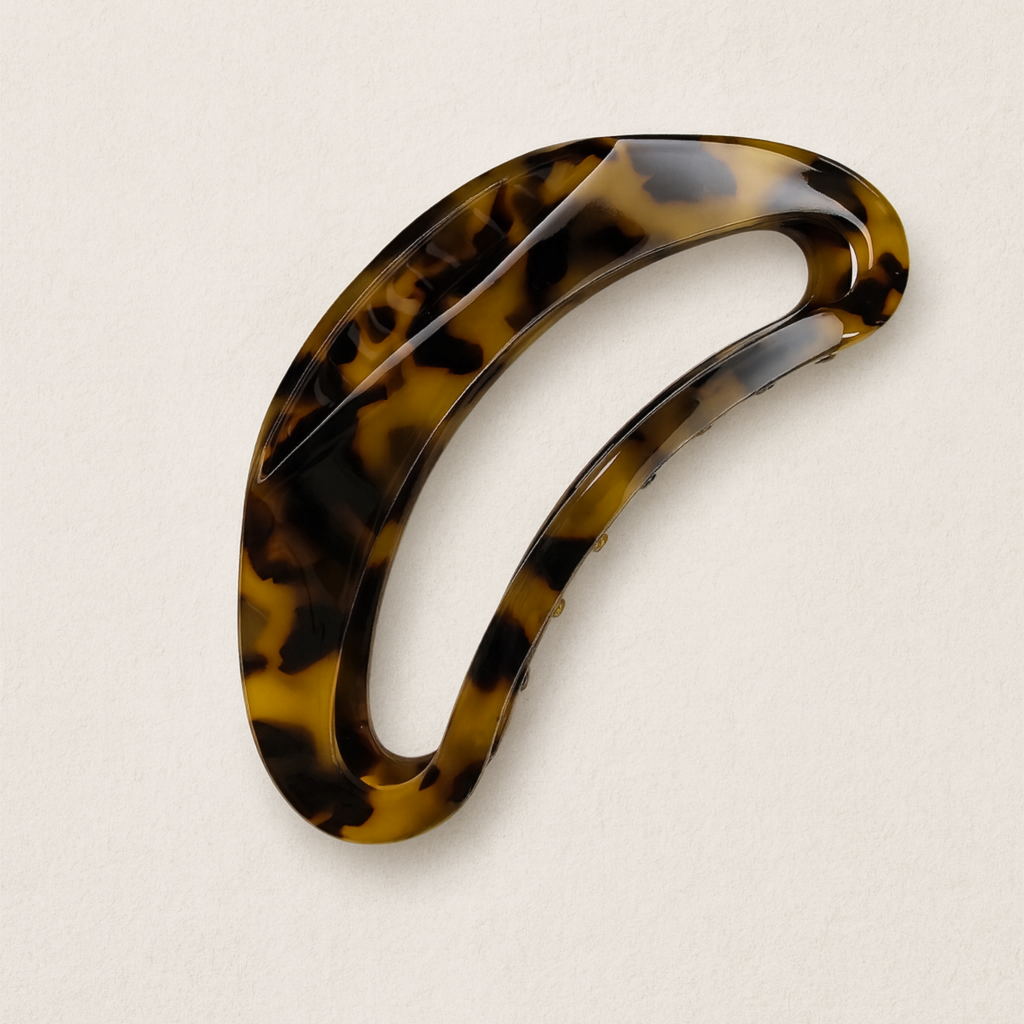 Půlměsícový skřipec do vlasů LUNEA z acetátu - leopard tmavý 2